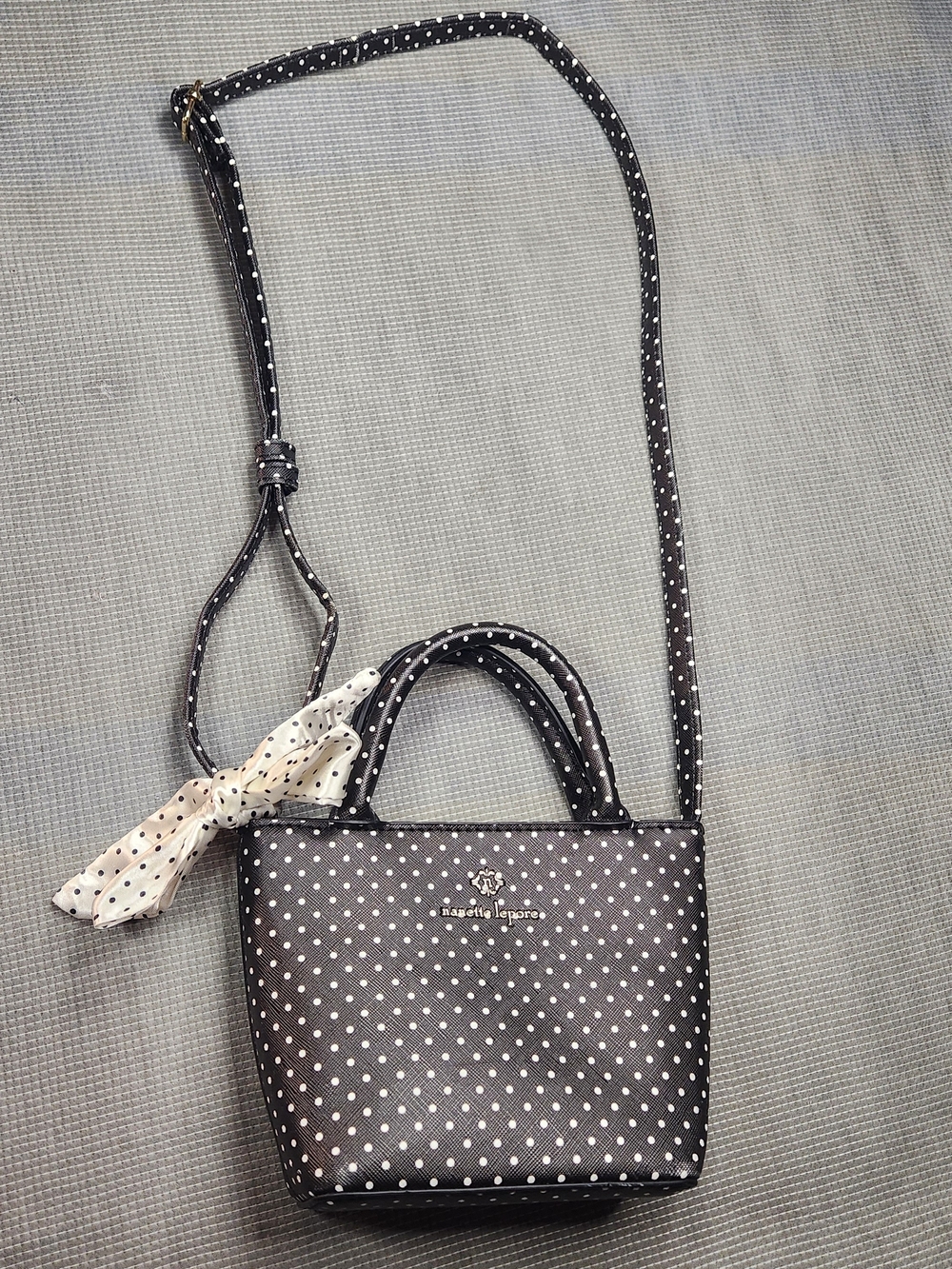 Kate Spade Black Polka Dot Mini Crossbody Tote